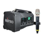 סט רמקול נייד נטען קל משקל בעל אלמנט בודד בהספק 50 וואט כולל מיקרופון אלחוטי ידני מסדרת 5.8GHz, כולל נגן BT,USB ורצועת נשיאה