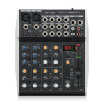 מיקסר אנלוגי עם שתי כניסות מיקרופון, 4 ערוצי סטריאו, מולטי אפקט מובנה וחיבור USB מבית BEHRINGER